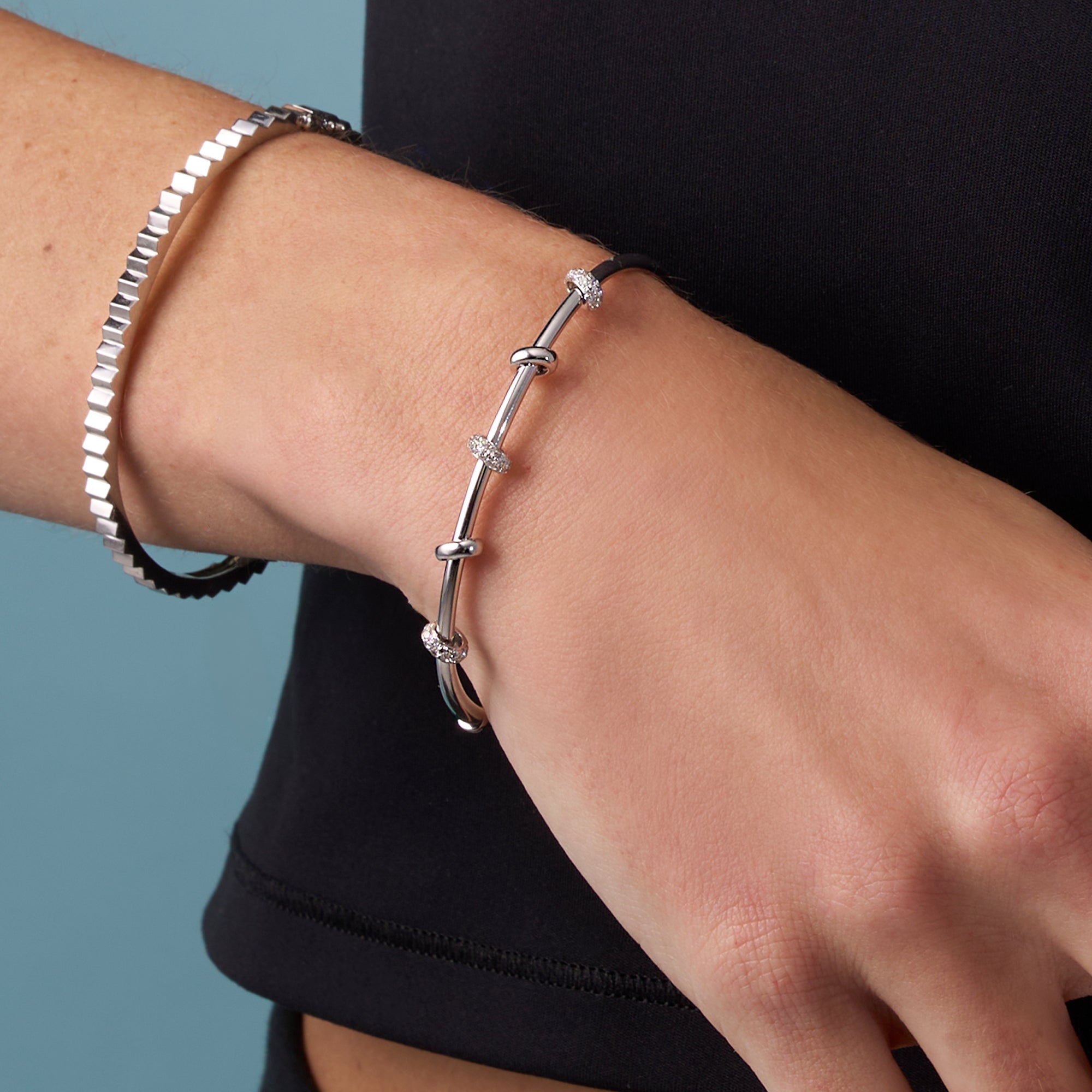 White Gold Ringlet Bangle Bracelet On Figure