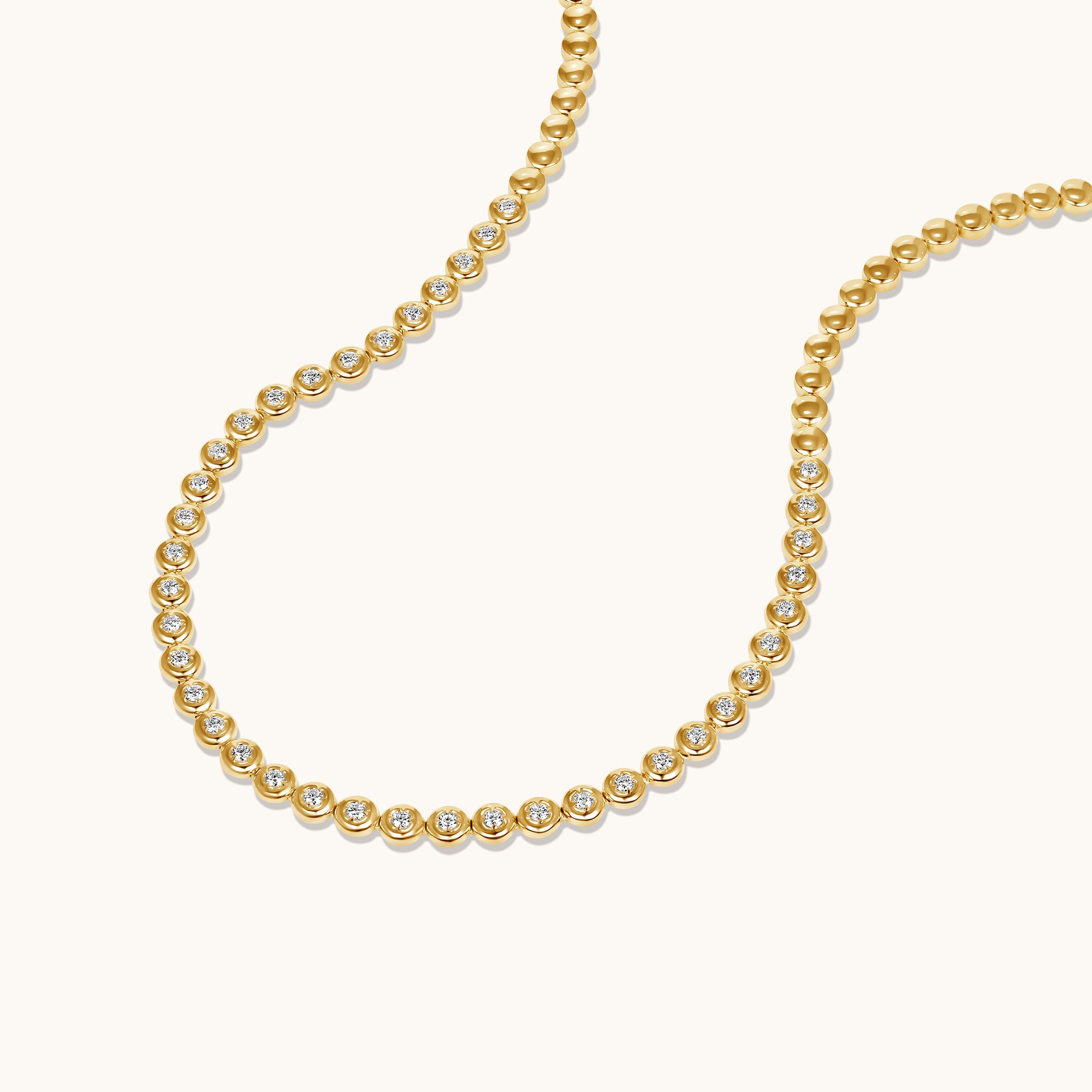 Round Lab Diamond Bubble Bezel Tennis Necklace - Happy Jewelers Fine Jewelry Lifetime Warranty