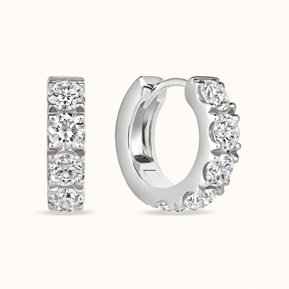Round Lab Diamond Chunky Huggie Hoops
