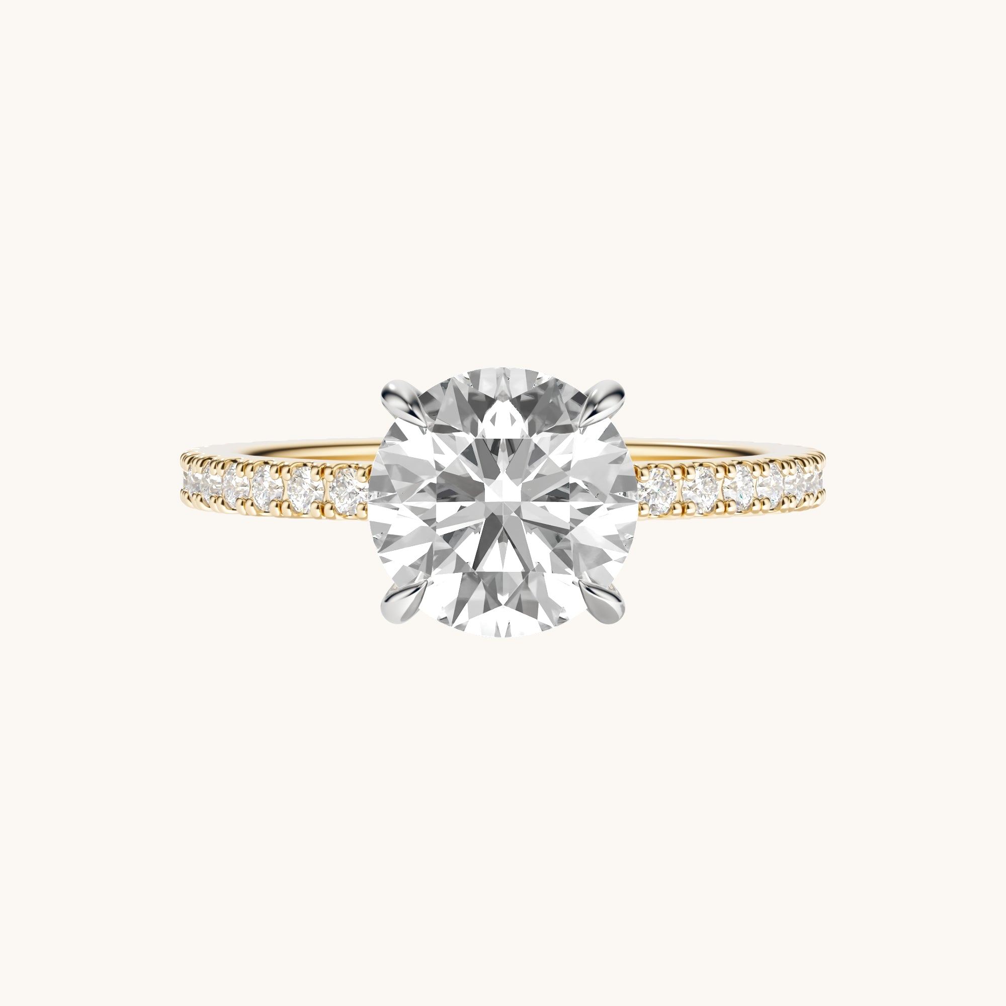 Round Lab Diamond Engagement Ring with Signature Setting