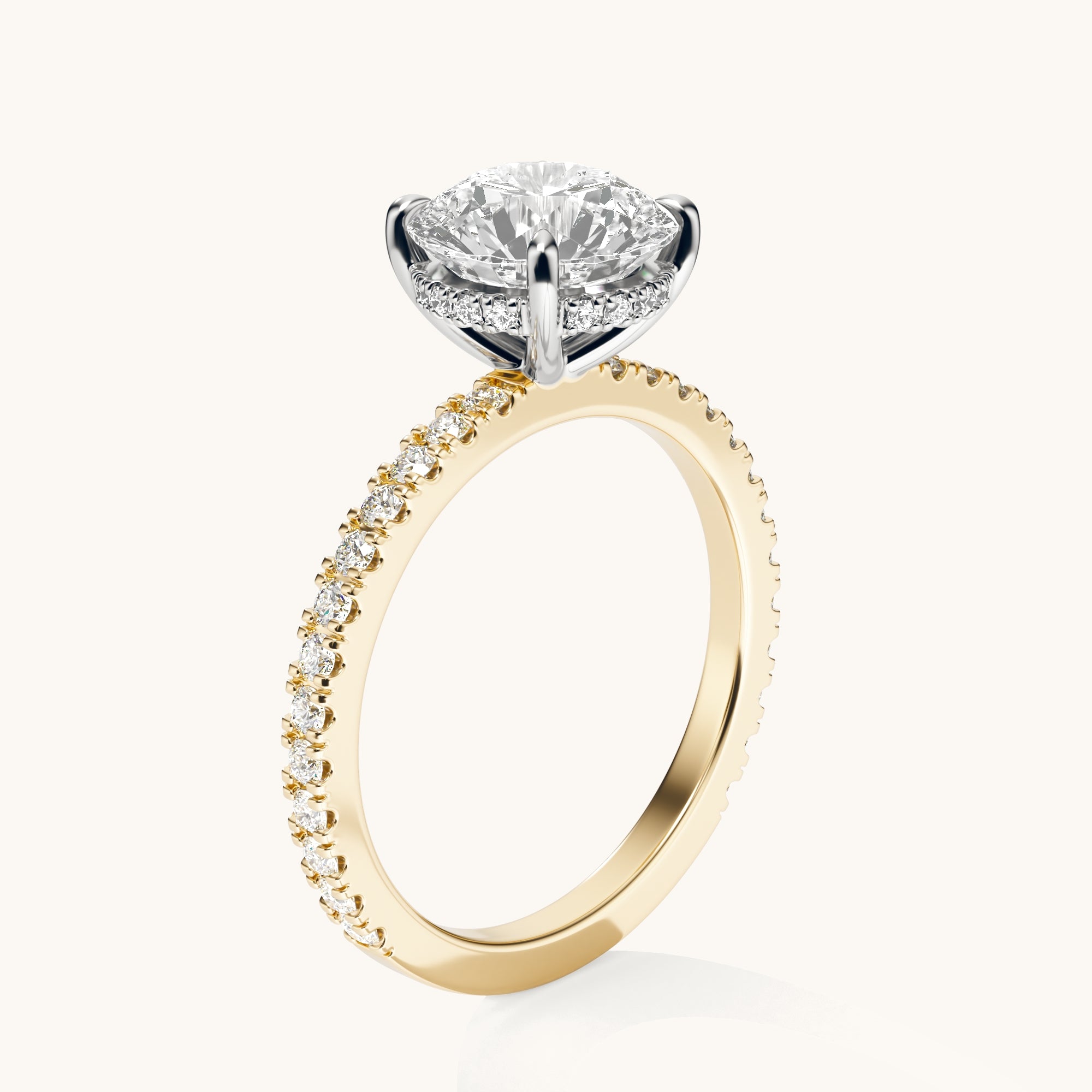 Round Lab Diamond Engagement Ring with Signature Setting