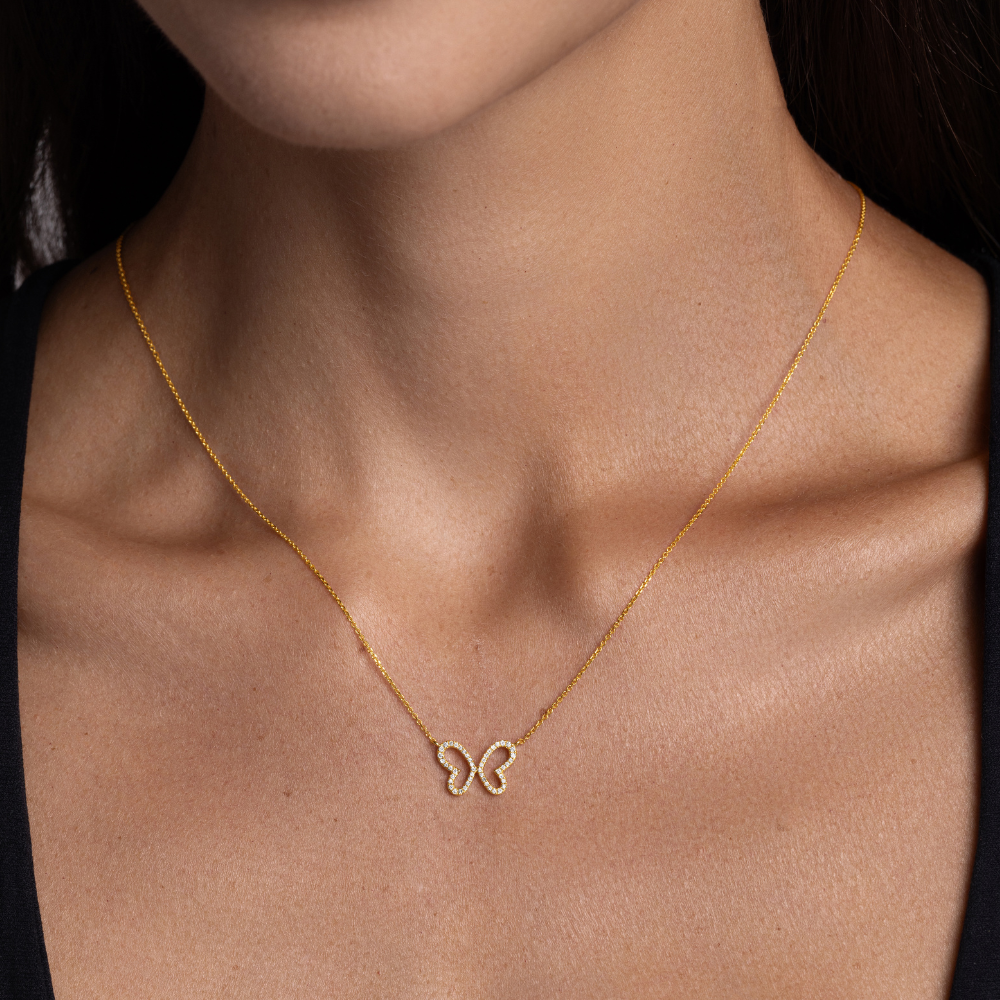 Single Butterfly Diamond Necklace - Happy Jewelers Fine Jewelry Lifetime Warranty