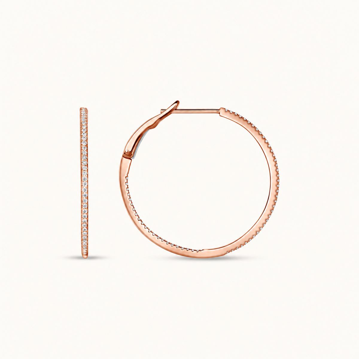 Skinny Diamond Hoop Earrings