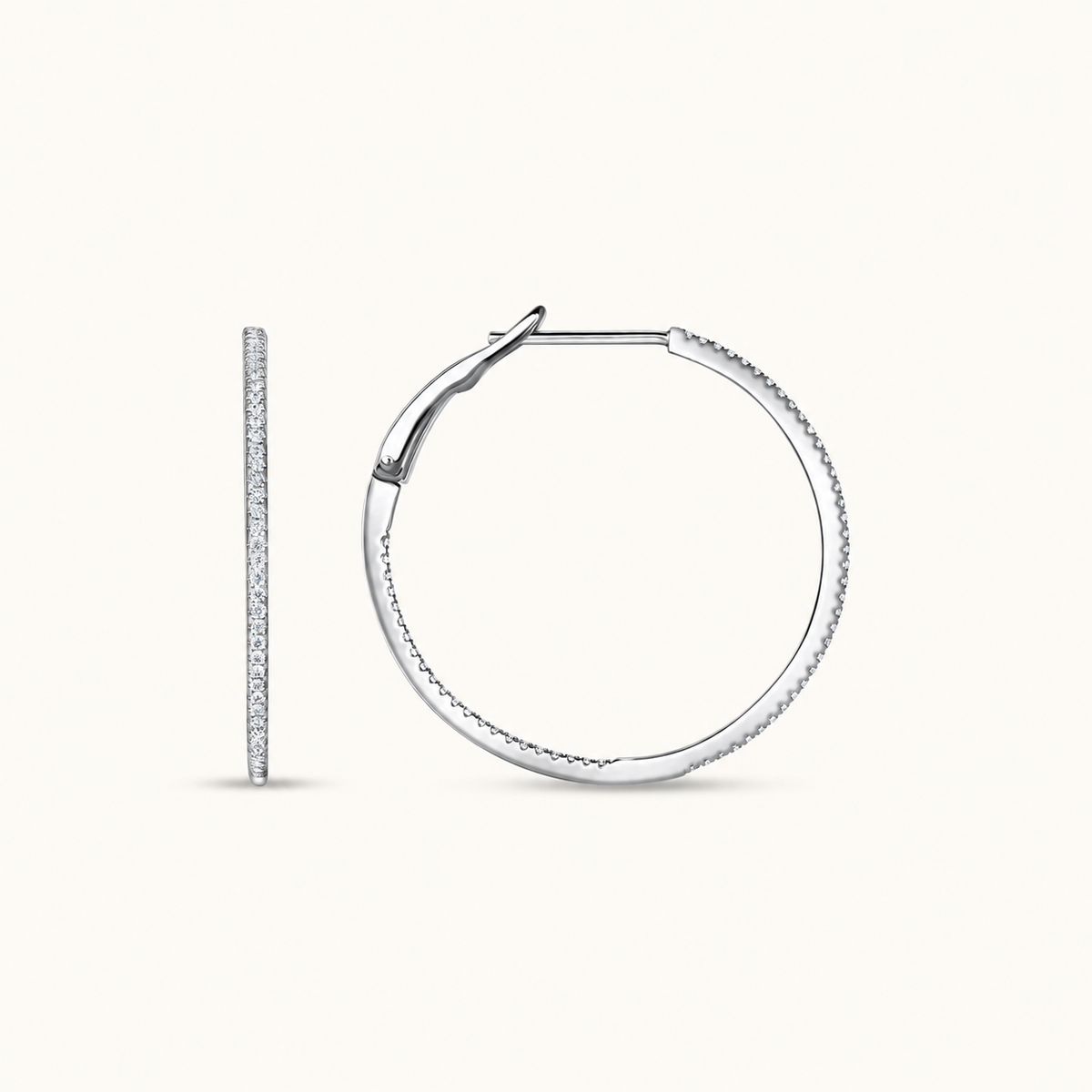 Skinny Diamond Hoop Earrings