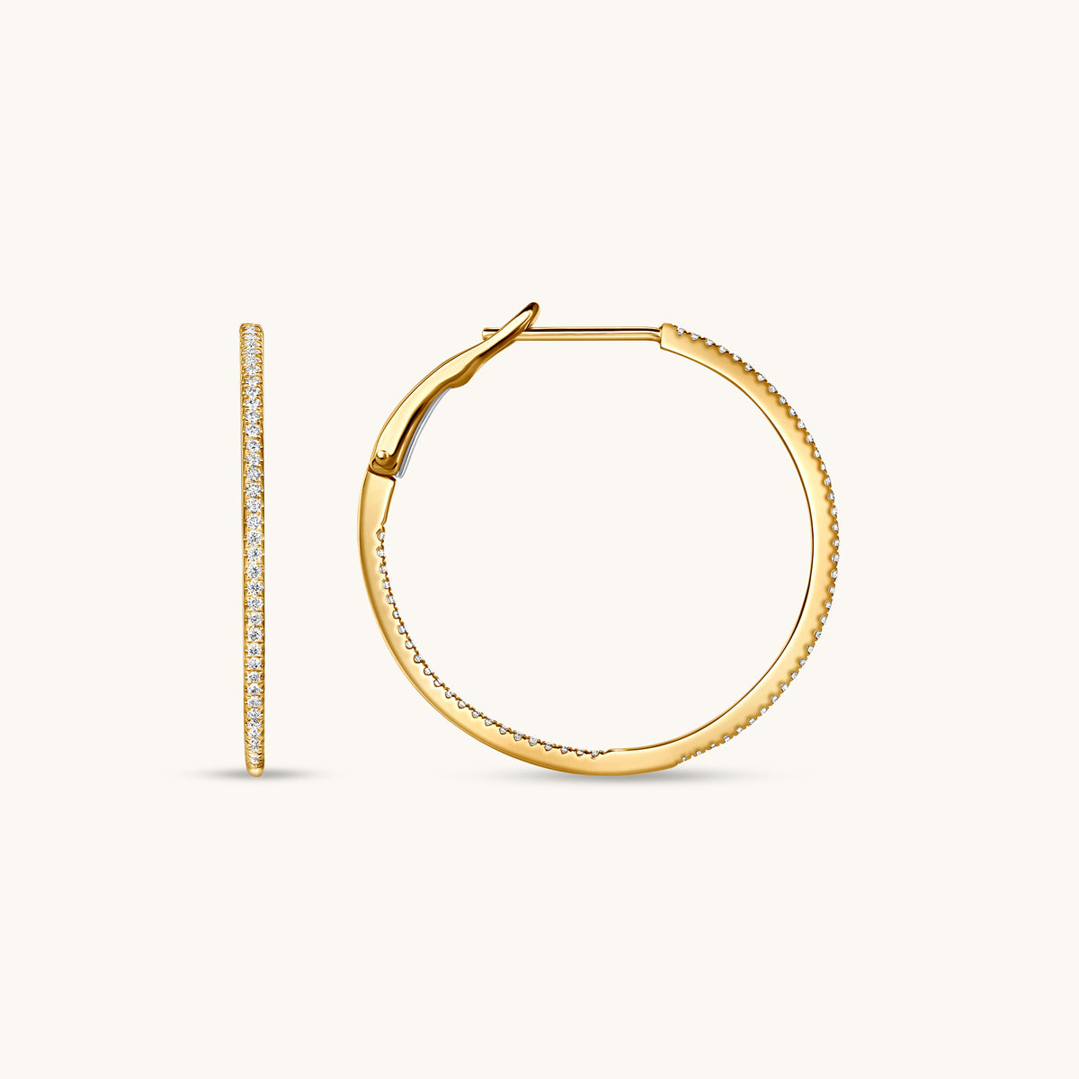 Skinny Diamond Hoop Earrings