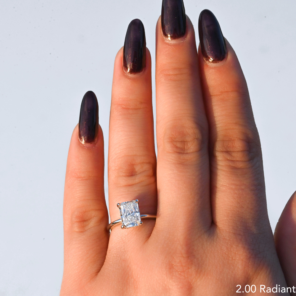 Radiant Lab Diamond Solitaire Engagement Ring with Hidden Halo - Happy Jewelers Fine Jewelry Lifetime Warranty