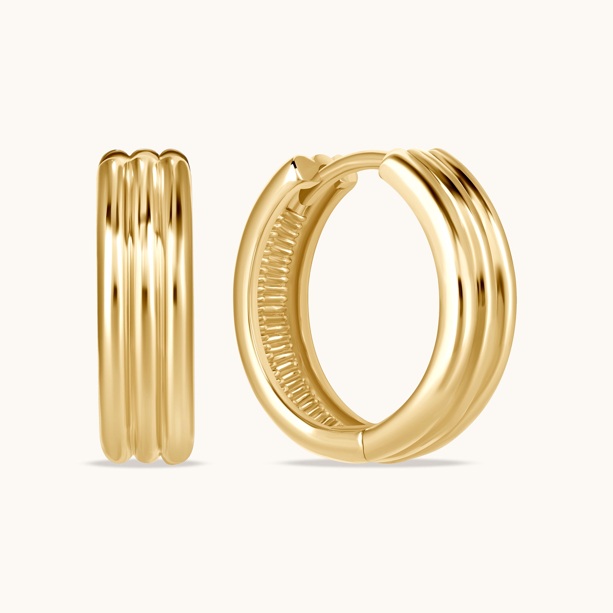 Strata Grooved Huggie Hoops - Happy Jewelers Fine Jewelry Lifetime Warranty