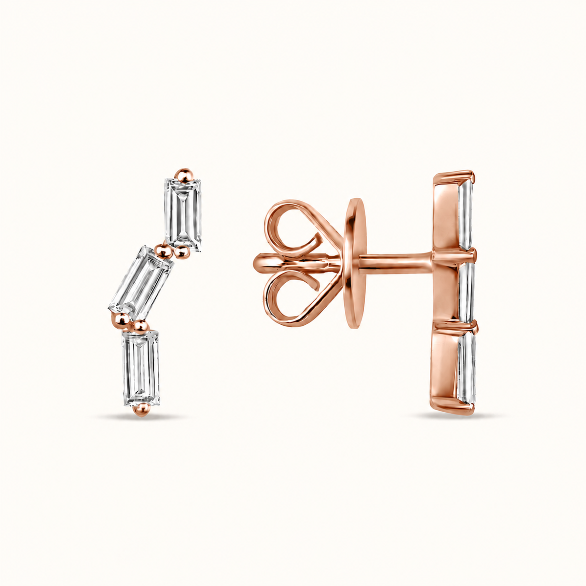 The Ella Baguette Diamond Stud Earrings