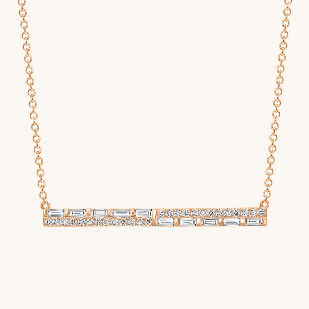 The Diamond Baguette Bar Necklace - Happy Jewelers Fine Jewelry Lifetime Warranty