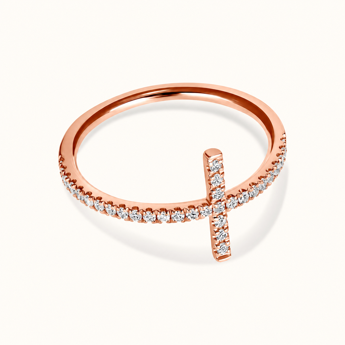 Thin Diamond Cross Ring