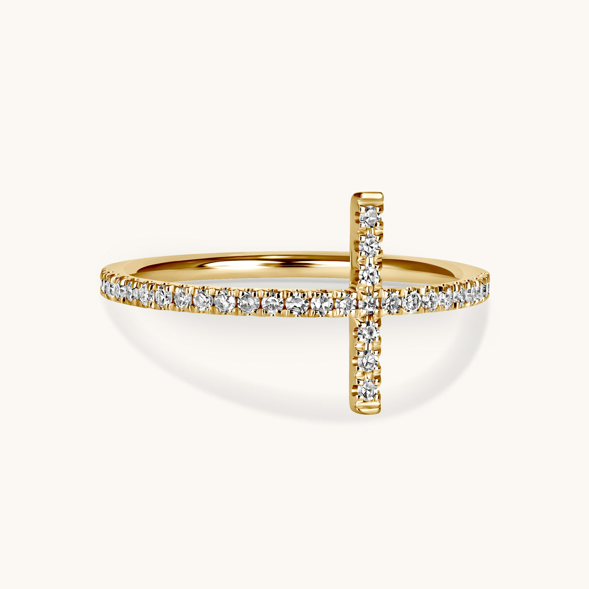 Thin Diamond Cross Ring
