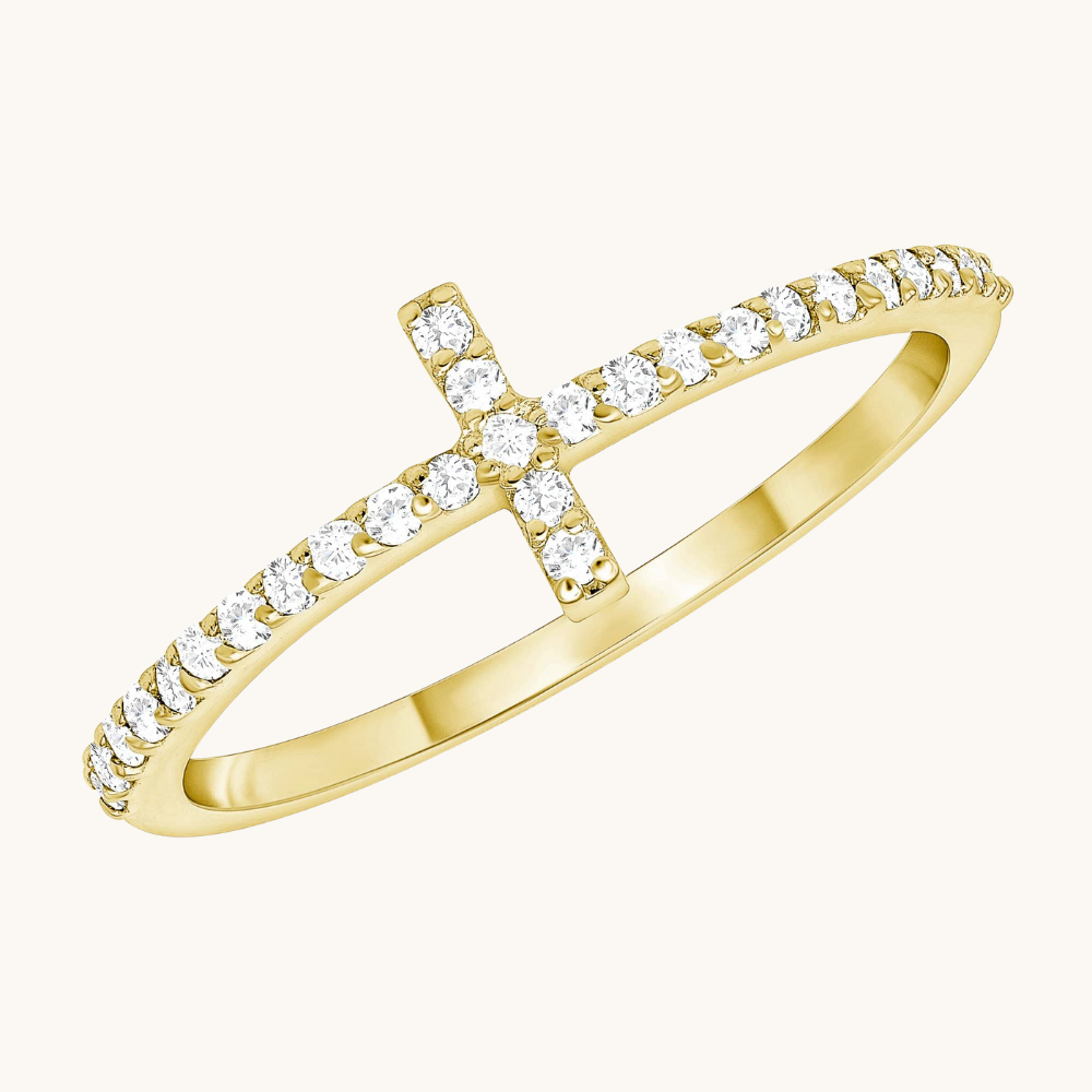 Thin Diamond Cross Ring - Happy Jewelers Fine Jewelry Lifetime Warranty