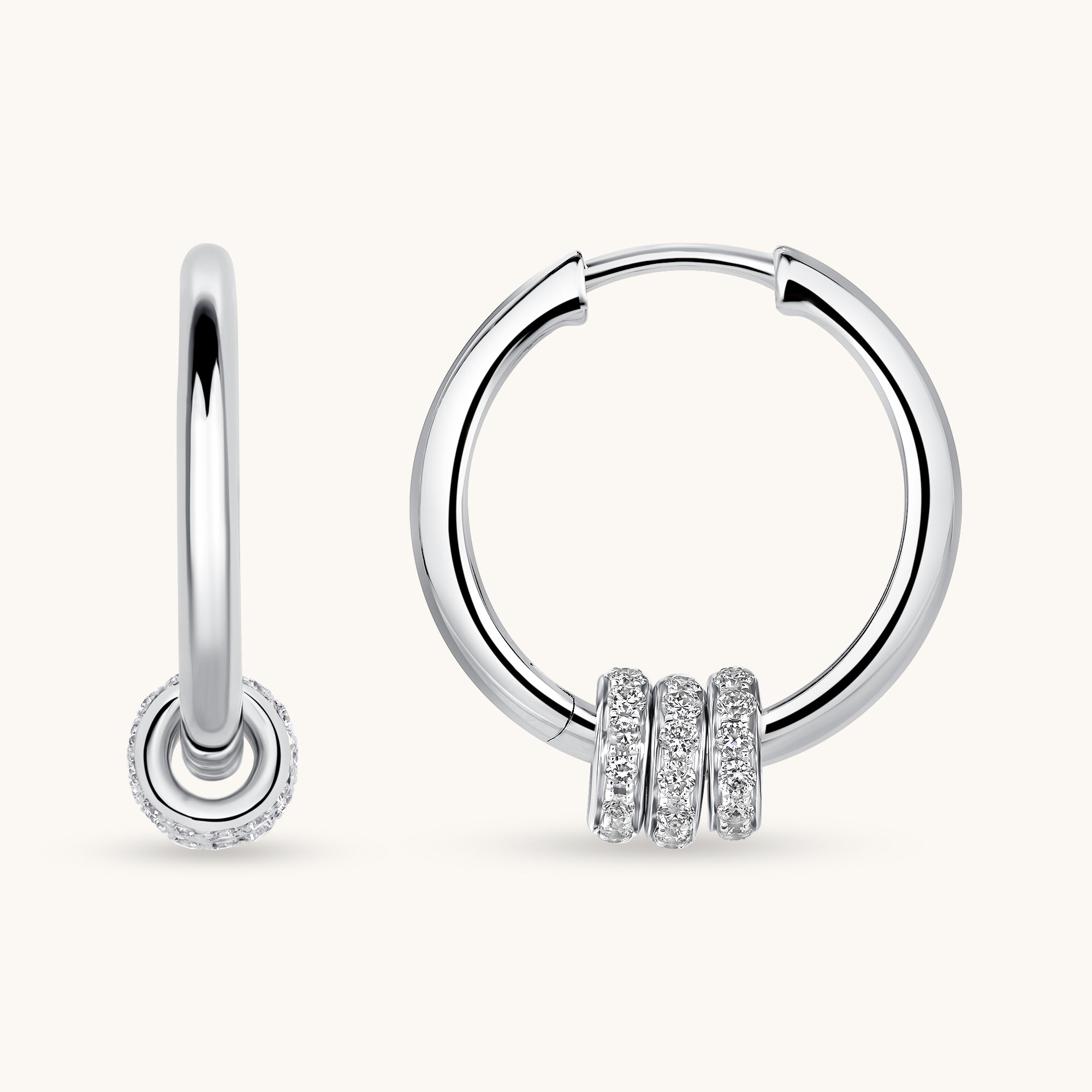 White Gold Trinity Diamond Hoops