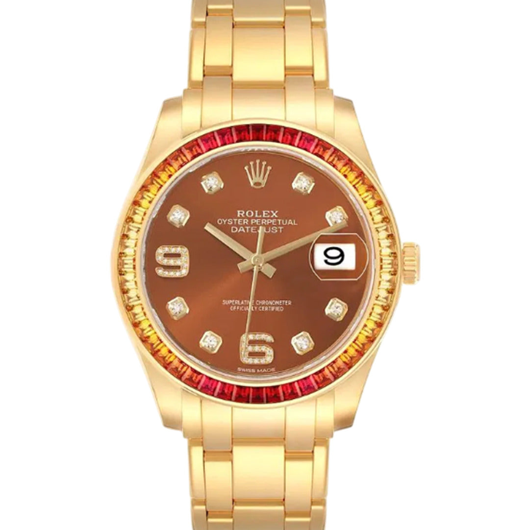 Rolex Datejust Pearlmaster 39mm Cognac Dial Watch Ref# 86348SAJOR