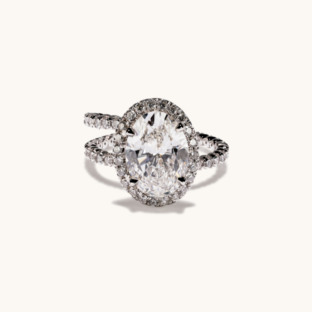 2.71 Oval Lab Diamond Half Spiral Engagement Ring - Happy Jewelers Fine Jewelry Lifetime Warranty