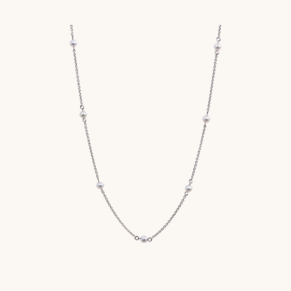 Pearl Station Necklace - Happy Jewelers Fine Jewelry Lifetime Warranty