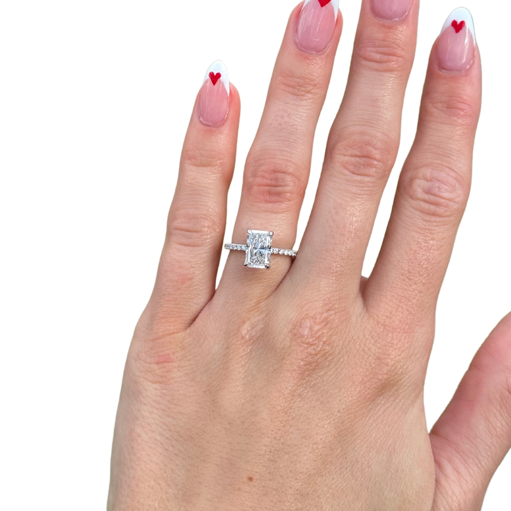 2.10 Carat Lab Created Radiant Engagement Ring with Signature Setting - Happy Jewelers Fine Jewelry Lifetime Warranty