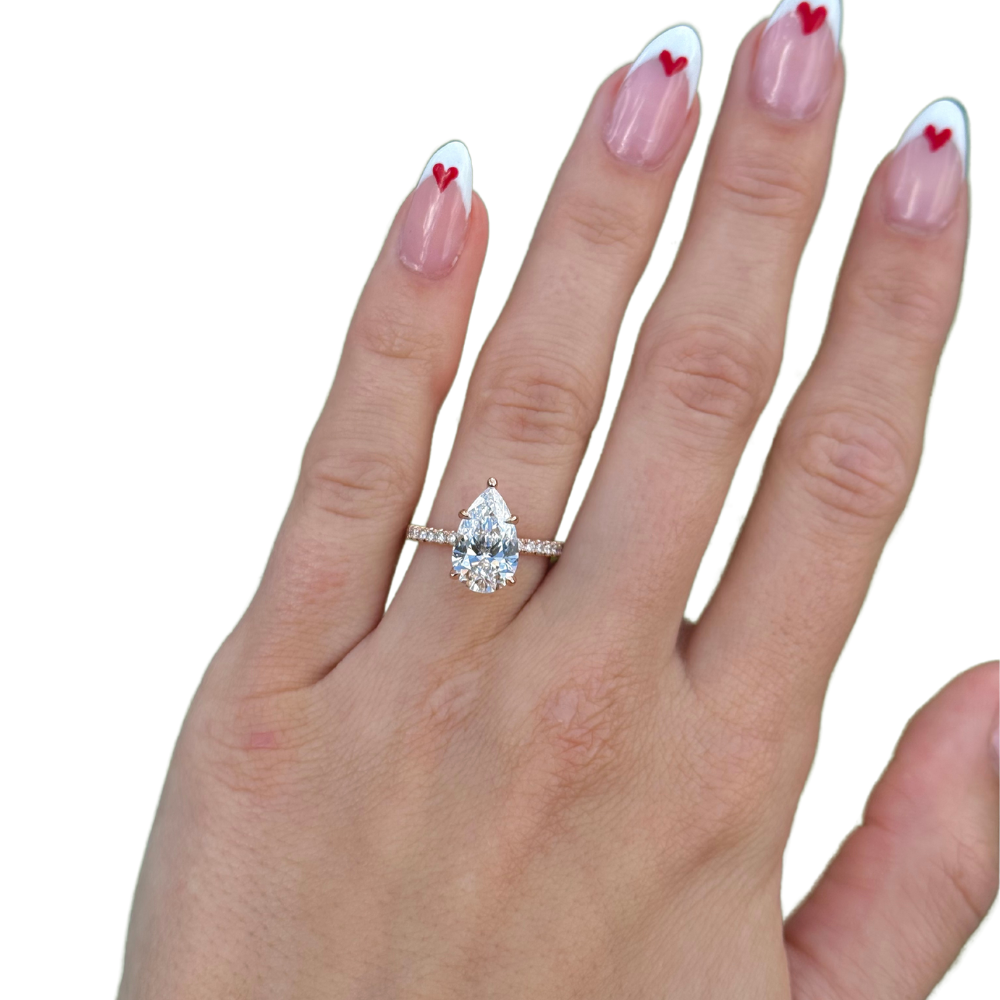 3.08 Carat Pear Lab Grown Diamond Engagement Ring - Happy Jewelers Fine Jewelry Lifetime Warranty