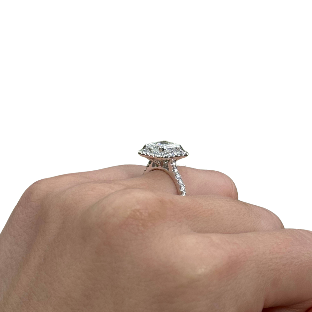 2.49 Carat Princess Lab Grown Diamond Engagement Ring with Halo - Happy Jewelers Fine Jewelry Lifetime Warranty