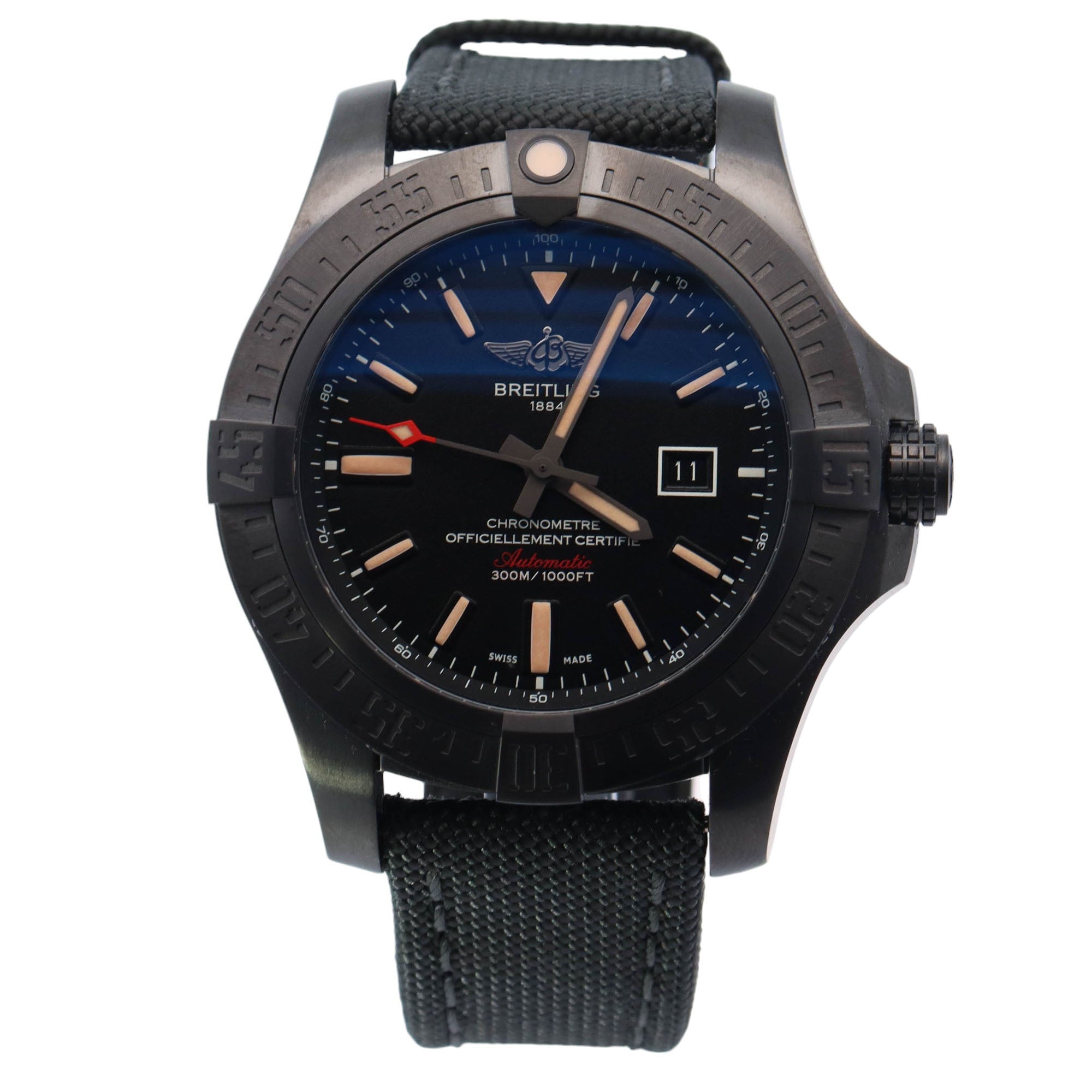 Breitling Avenger Blackbird Titanium 48mm Black Stick Dial Watch Reference# V17310 - Happy Jewelers Fine Jewelry Lifetime Warranty