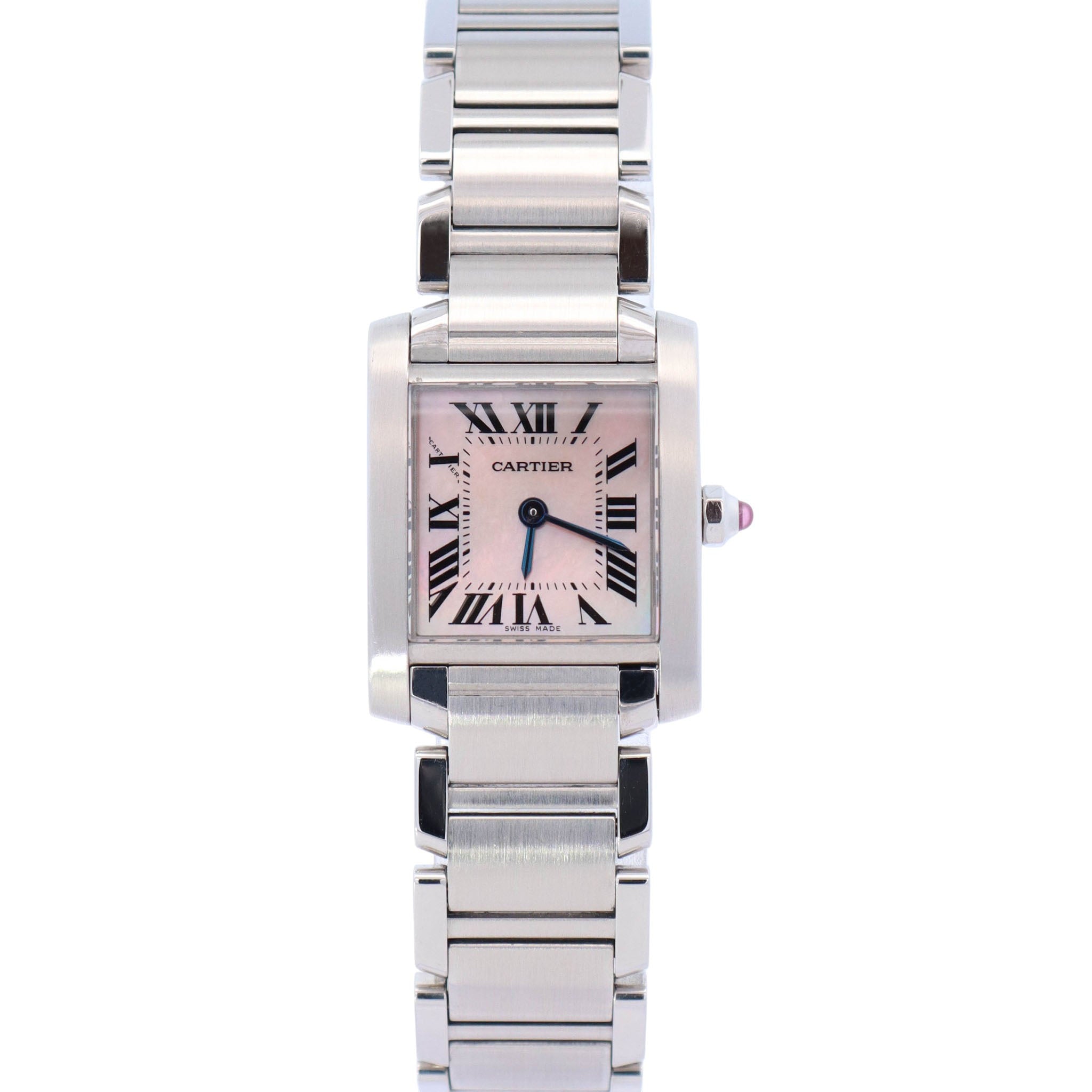Cartier Tank Francaise Stainless Steel 20mm MOP Dial Watch Ref# W51028Q3 - Happy Jewelers Fine Jewelry Lifetime Warranty