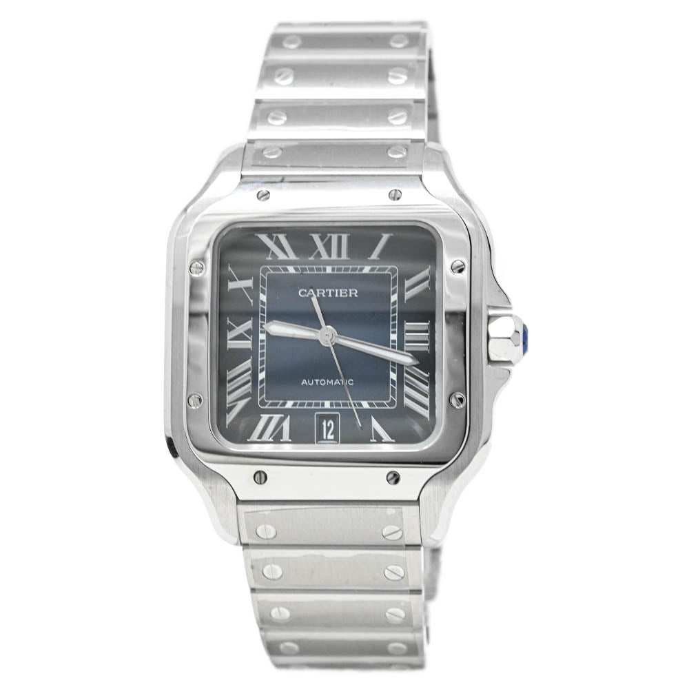 Cartier Santos Stainless Steel 40mm Blue Roman Dial Watch Reference#: WSSA0030 - Happy Jewelers Fine Jewelry Lifetime Warranty