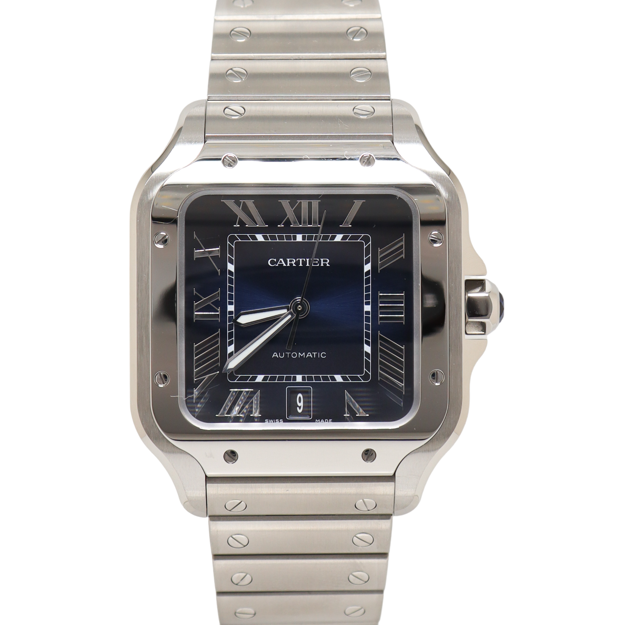 Cartier Santos 40mm Blue Dial Watch Ref# WSSA0030 - Happy Jewelers Fine Jewelry Lifetime Warranty