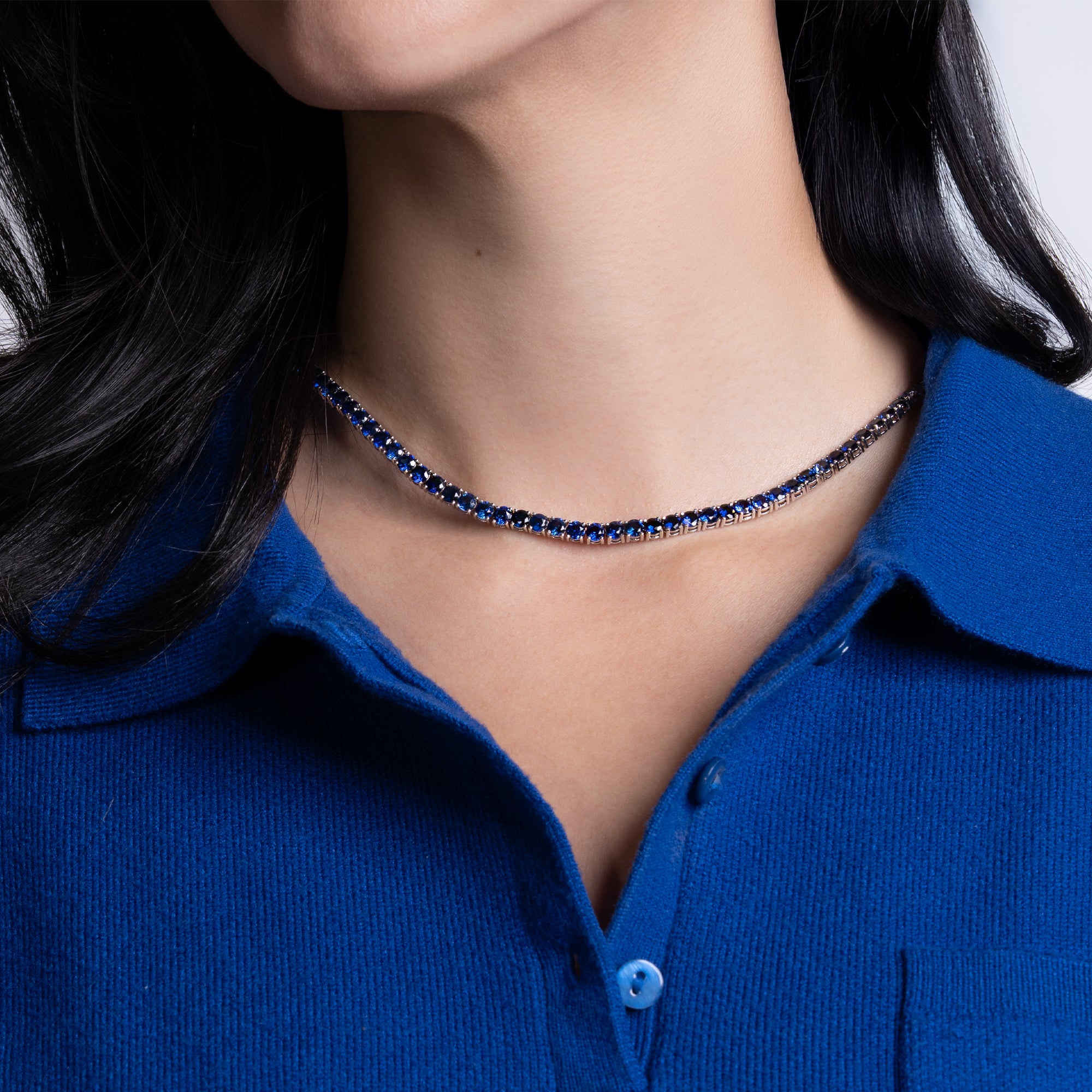 Blue Sapphire Tennis Necklace