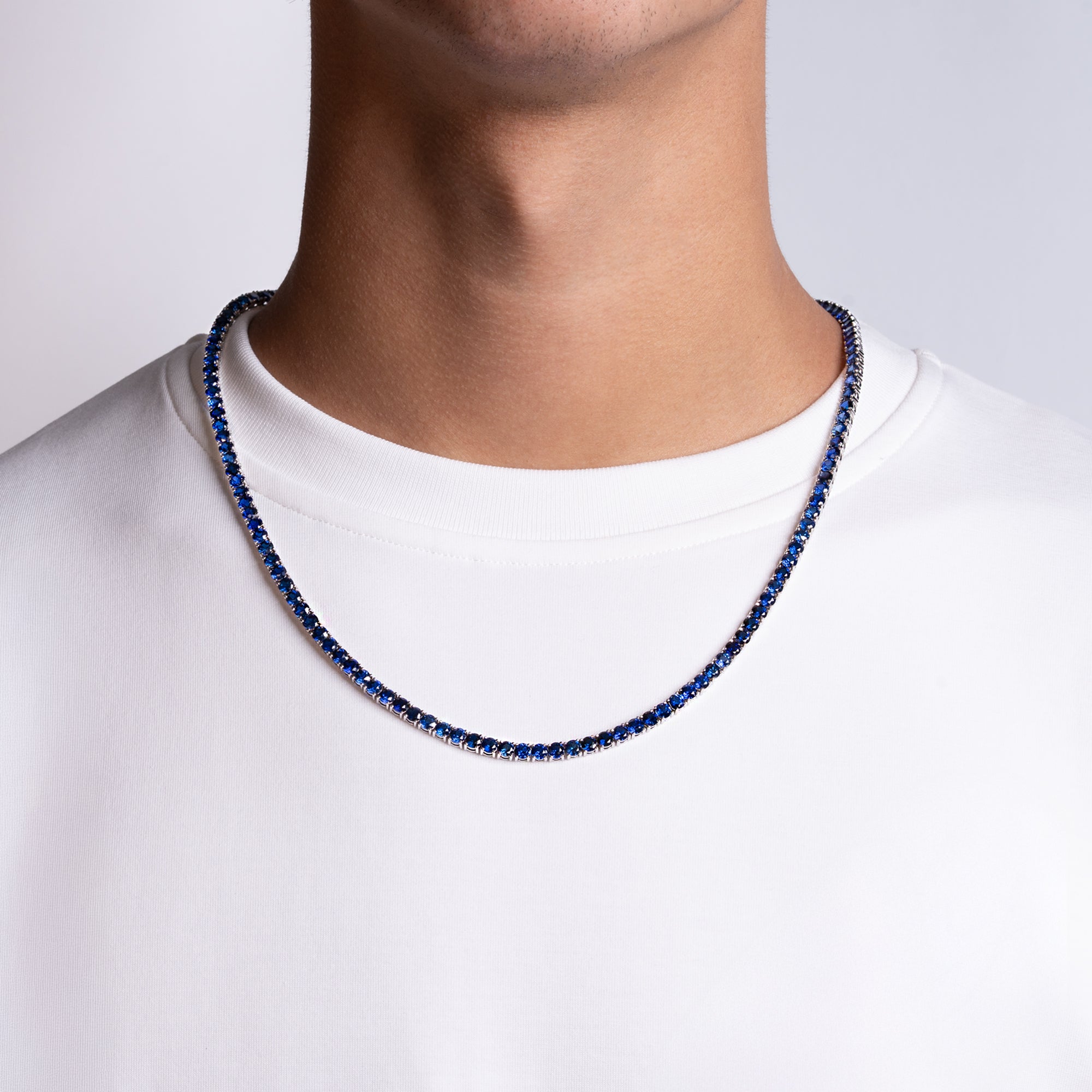 Blue Sapphire Tennis Necklace