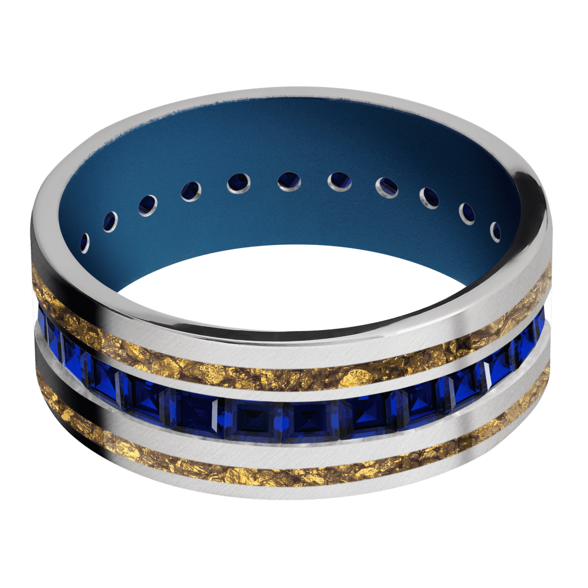 18K White Gold + Anglesatin Finish + Ridgeway Blue - Happy Jewelers Fine Jewelry Lifetime Warranty