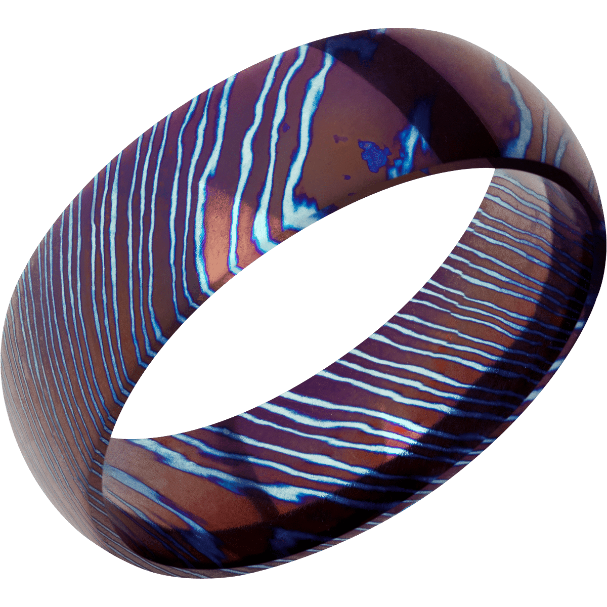 Titanium Damascus + Polish Finish - Happy Jewelers Fine Jewelry Lifetime Warranty