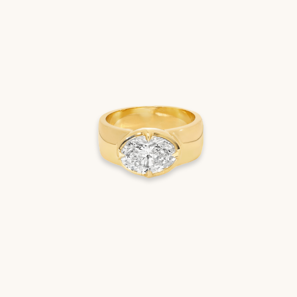 2.18 Oval Lab Diamond East-West Engagement Ring - Happy Jewelers Fine Jewelry Lifetime Warranty