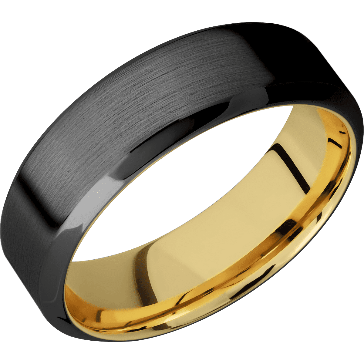 Zirconium + Satin , Polish Finish + 14K Yellow Gold - Happy Jewelers Fine Jewelry Lifetime Warranty