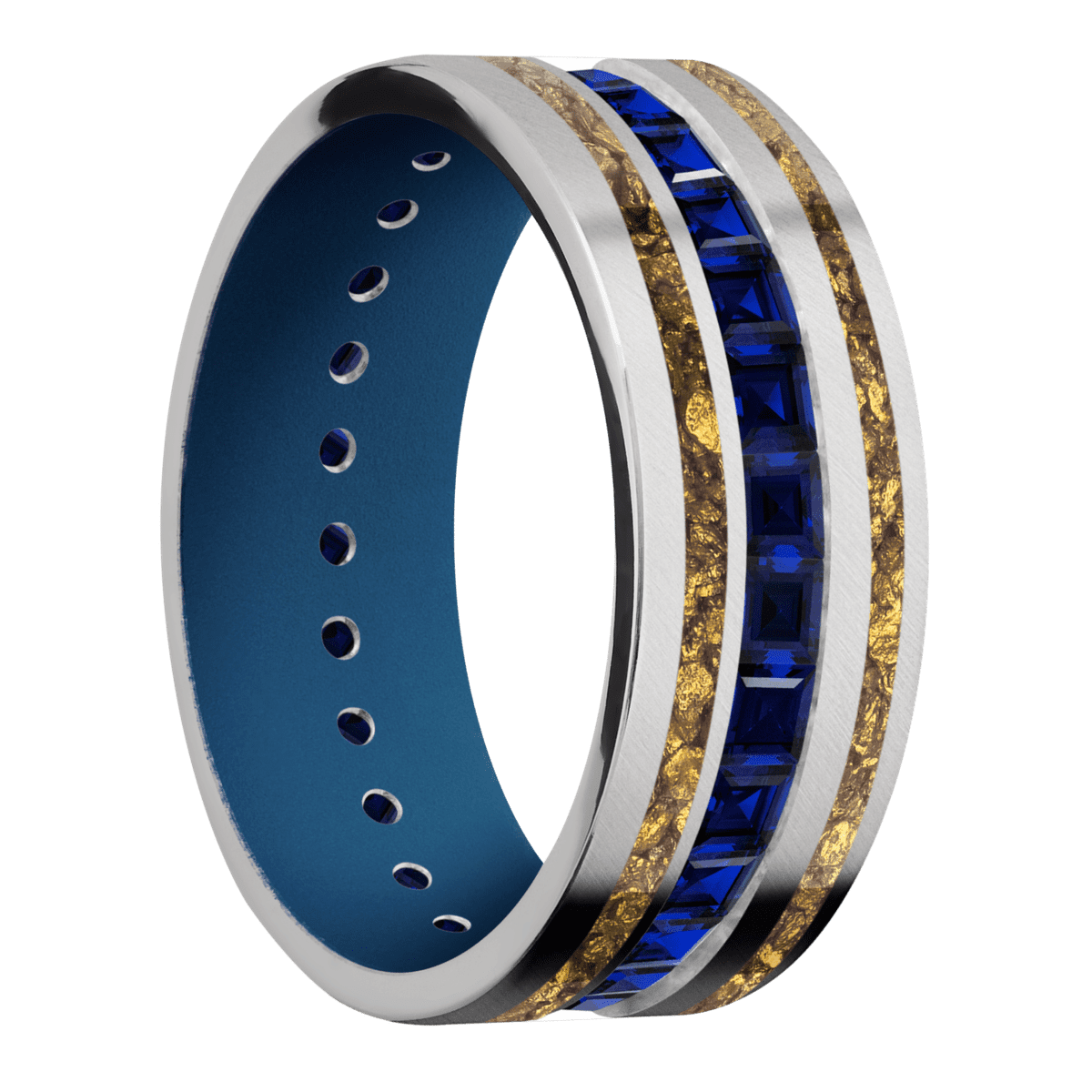 18K White Gold + Anglesatin Finish + Ridgeway Blue - Happy Jewelers Fine Jewelry Lifetime Warranty