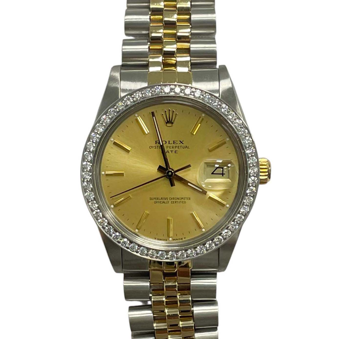 Rolex Oyster Perpetual 34mm Champagne Dial Watch Ref# 15053