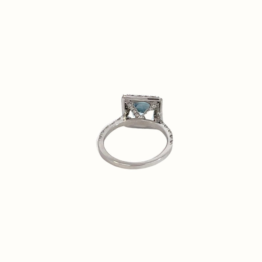 Square Cushion Aquamarine and Diamond Ring - Happy Jewelers Fine Jewelry Lifetime Warranty