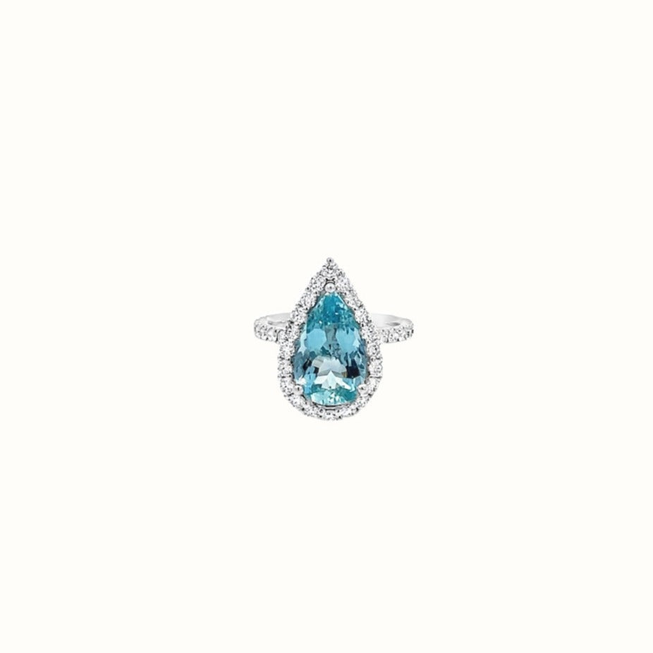 Pear Aquamarine and Diamond Ring - Happy Jewelers Fine Jewelry Lifetime Warranty