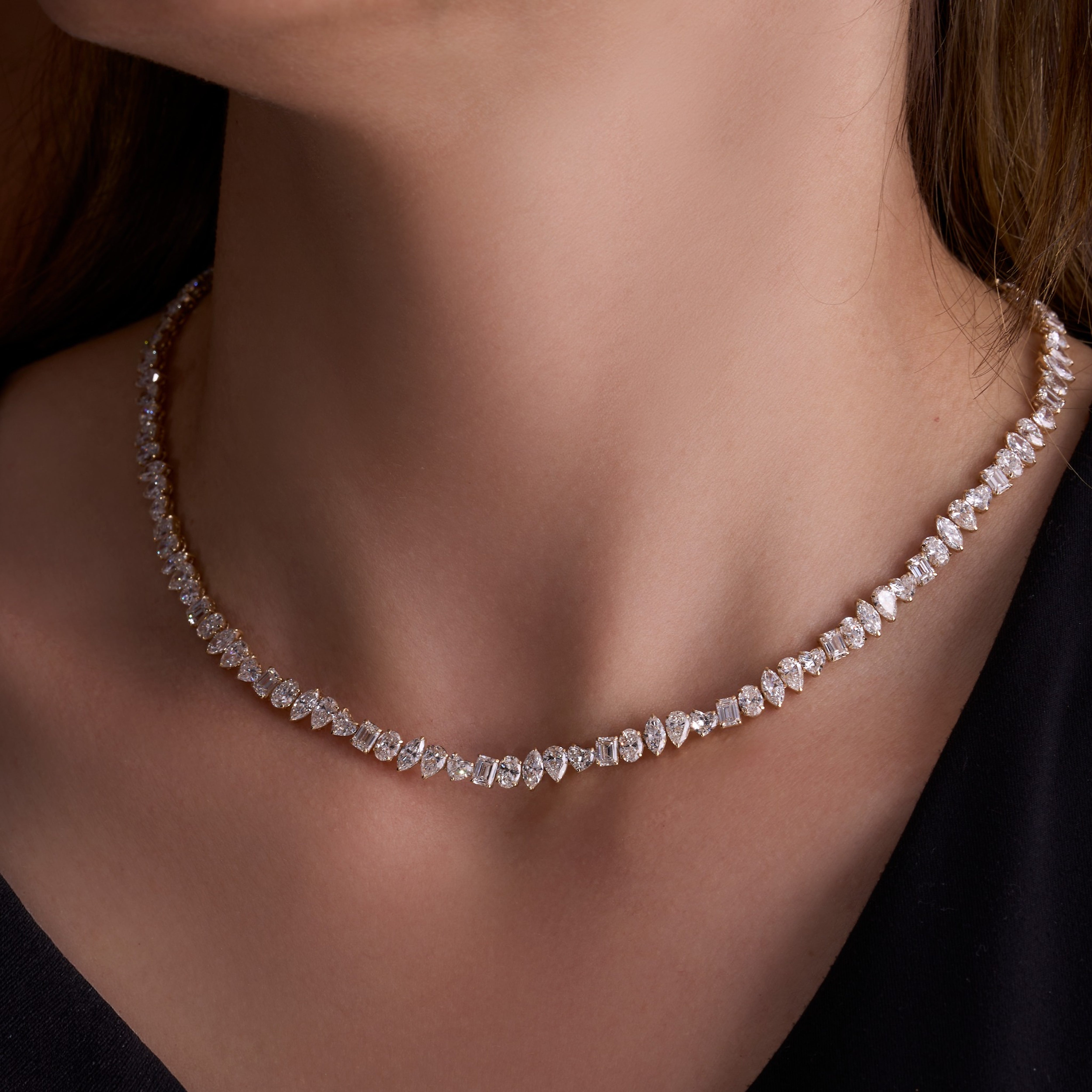 Lab Multi Shape Alternating Diamond Tennis Necklace - Happy Jewelers Fine Jewelry Lifetime Warranty