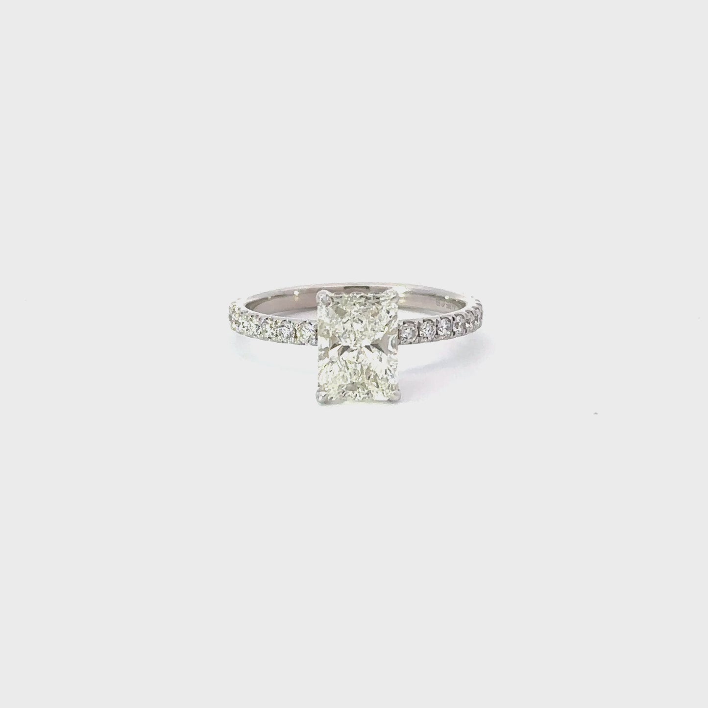 Load and play video in Gallery viewer, 1.51 Carat Radiant Natural Diamond Engagement Ring with Signature Setting
