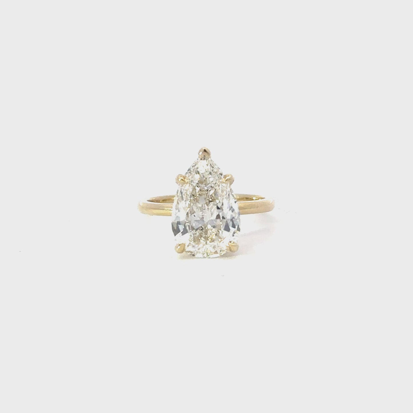 4.24 Carat Pear Natural Diamond Engagement Ring with Hidden Halo