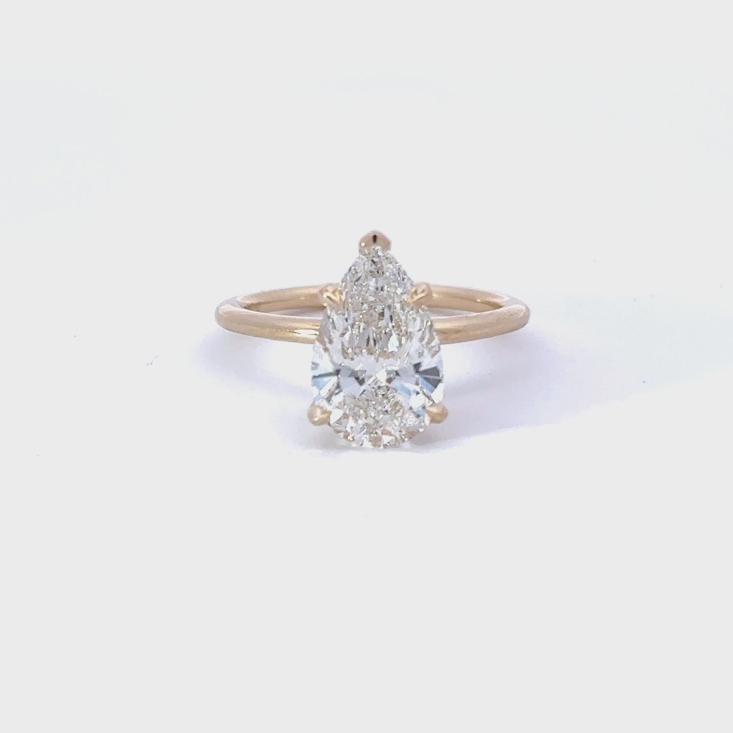 2.00-2.99 Carat Pear Lab Grown Diamond Engagement Ring with Hidden Halo