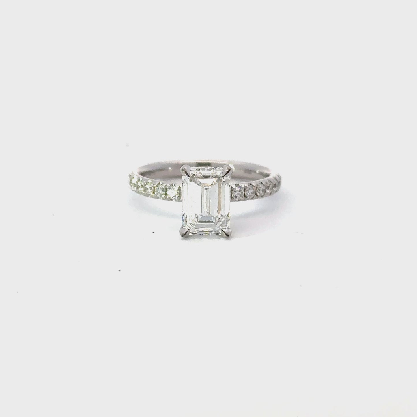 Load and play video in Gallery viewer, 2.00 Carat Lab Created Emerald Engagement Ring with Signature Setting | Engagement Ring Wednesday
