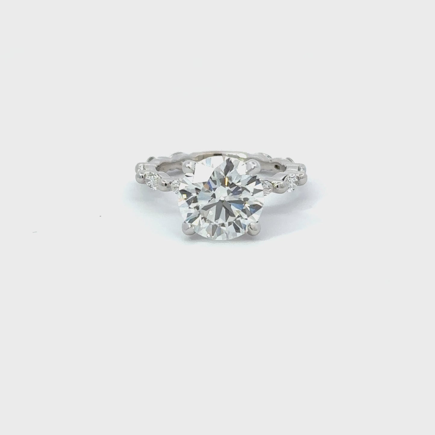 3.04 Carat Round Lab Grown Diamond Engagement Ring with Hidden Halo