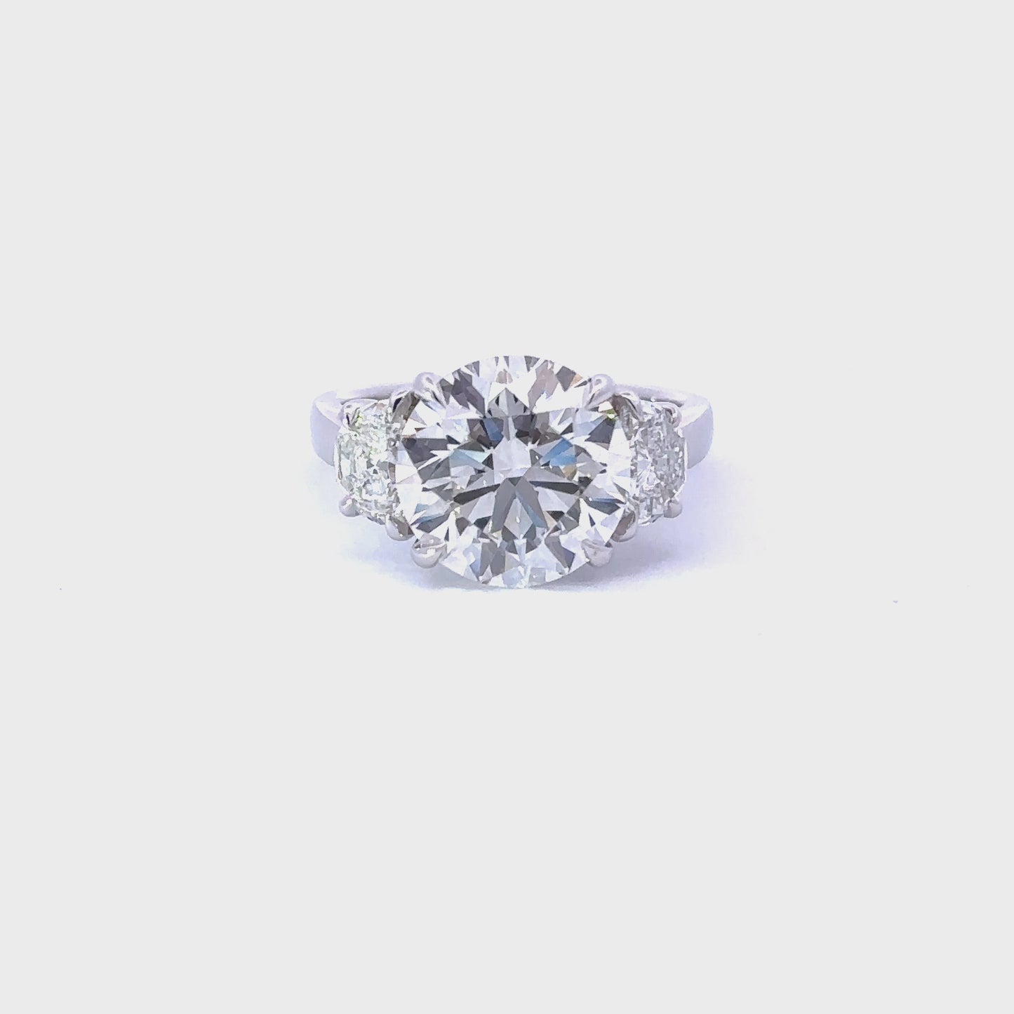 5.02 Carat Round Lab Grown Diamond 3 Stone Engagement Ring