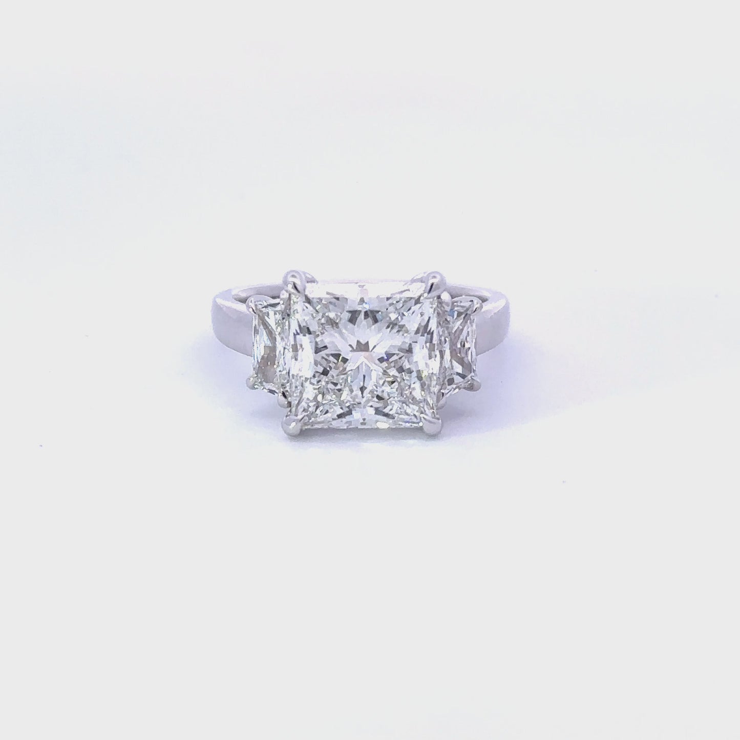 4.51 Carat Princess Lab Grown Diamond 3-Stone Engagement Ring