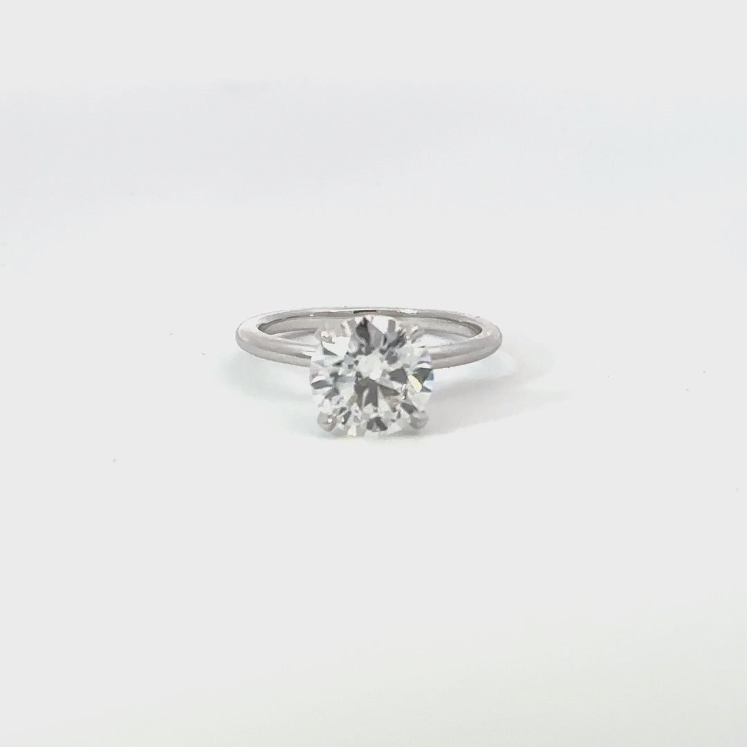 Load and play video in Gallery viewer, 3.00-3.99 Carat Round Brilliant Cut Lab Grown Diamond Solitaire Engagement Ring

