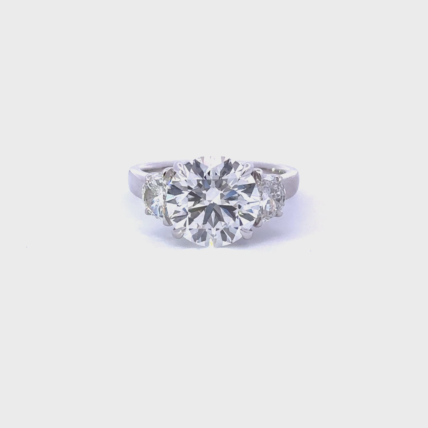 4.05 Carat Round Lab Grown Diamond 3-Stone Engagement Ring