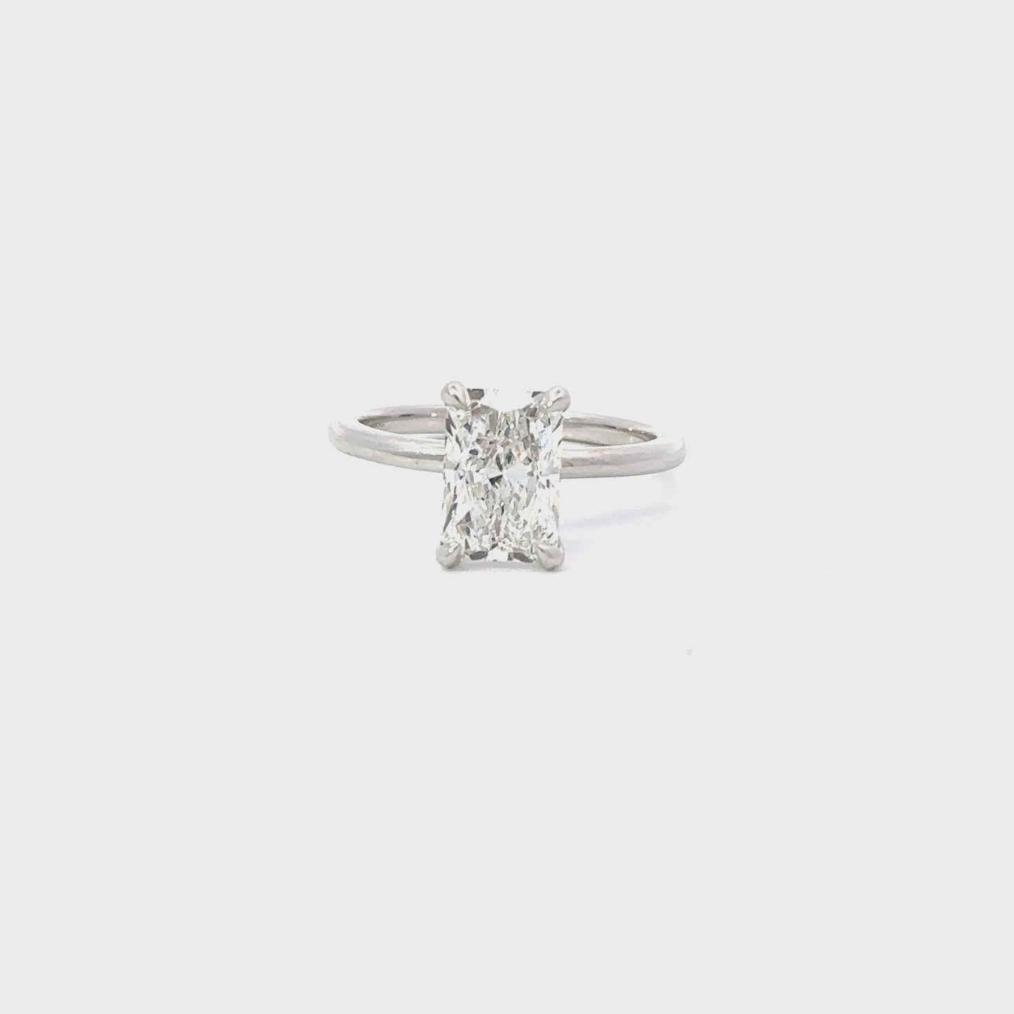 Load and play video in Gallery viewer, 2.10 Carat Lab Created Radiant Solitaire | Engagement Ring Wednesday
