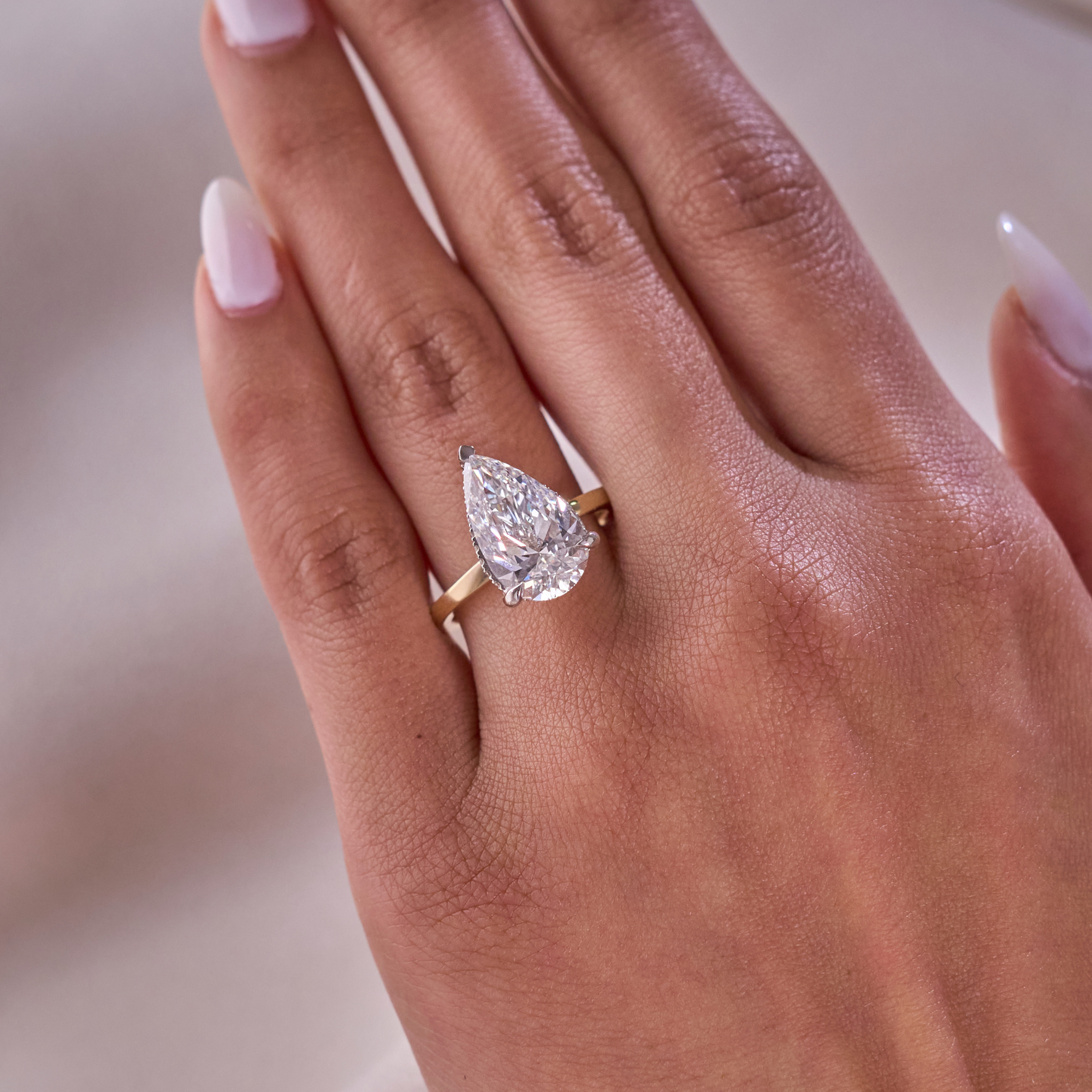 3.80 Pear Lab Diamond Engagement Ring with Hidden Halo - Happy Jewelers Fine Jewelry Lifetime Warranty