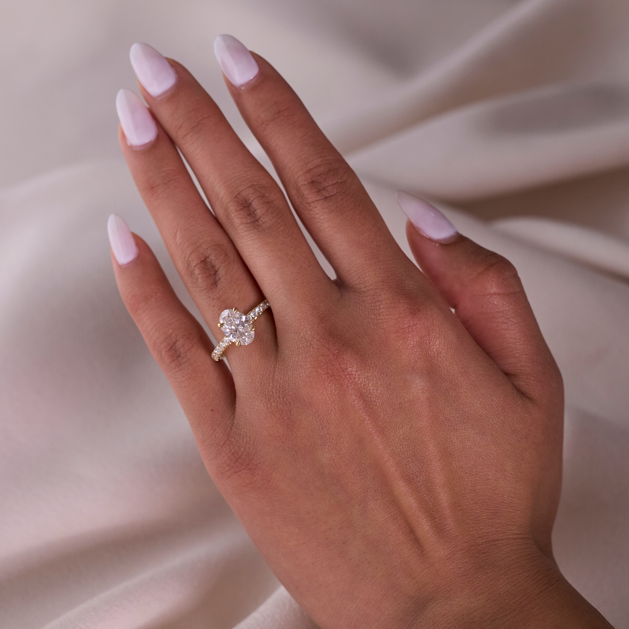 1.52 Oval Lab Diamond Engagement Ring with Double Hidden Halo - Happy Jewelers Fine Jewelry Lifetime Warranty